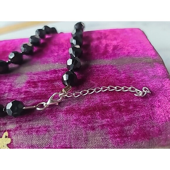 Adjustable Black Plastic Beaded Necklace Vintage - Picture 6 of 10